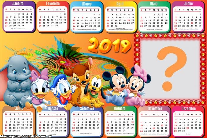 Calendário 2019 Baby Disney Horizontal