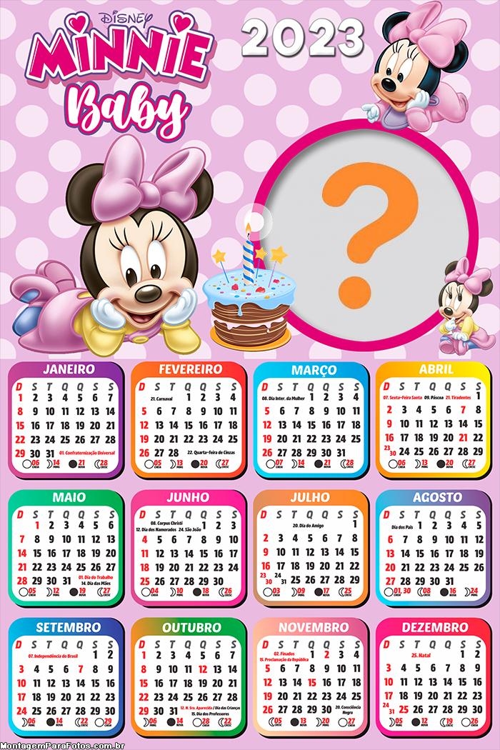 Calendário 2023 Fazer Online Minnie Baby