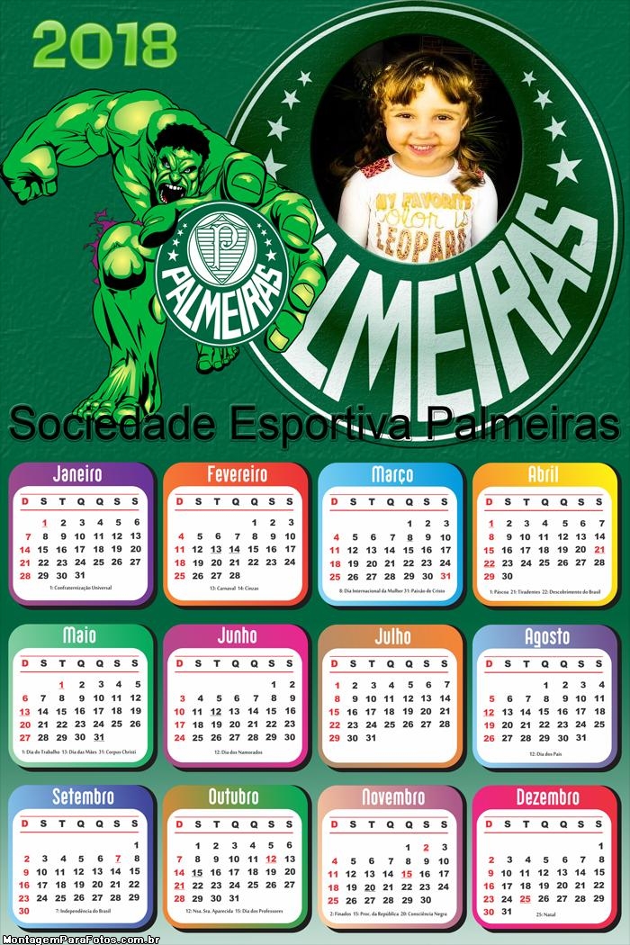 Calendário 2018 Palmeiras Hulk