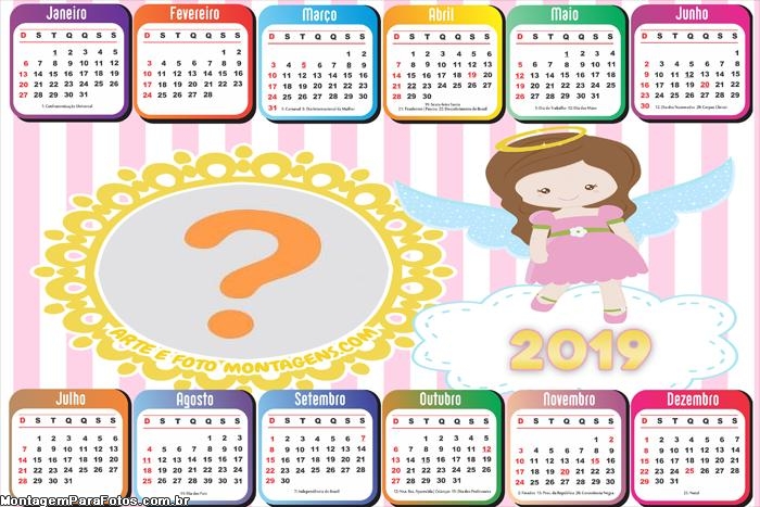 Calendário 2019 Realeza Feminino Horizontal