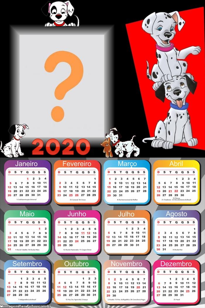 Calendário 2020 dos 101 Dálmatas Moldura