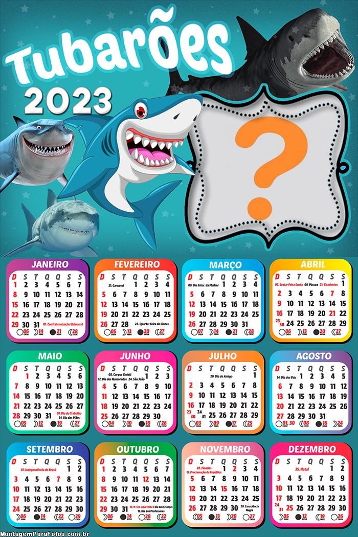 Calendário 2023 Tubarões Colagem Online