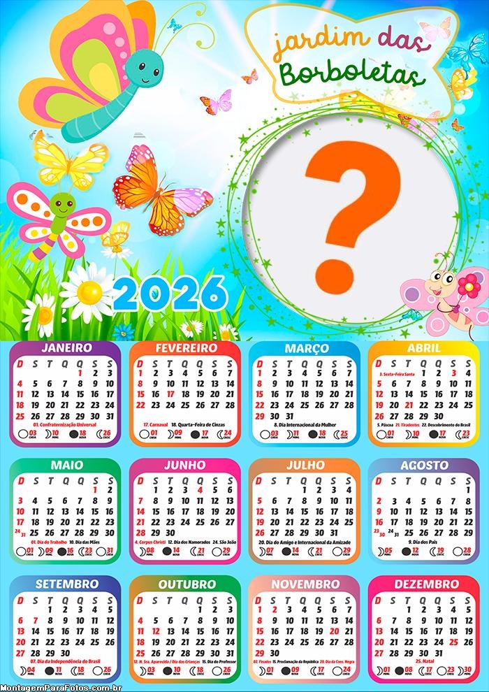 Foto em Calendário 2026 Jardim das Borboletas Online