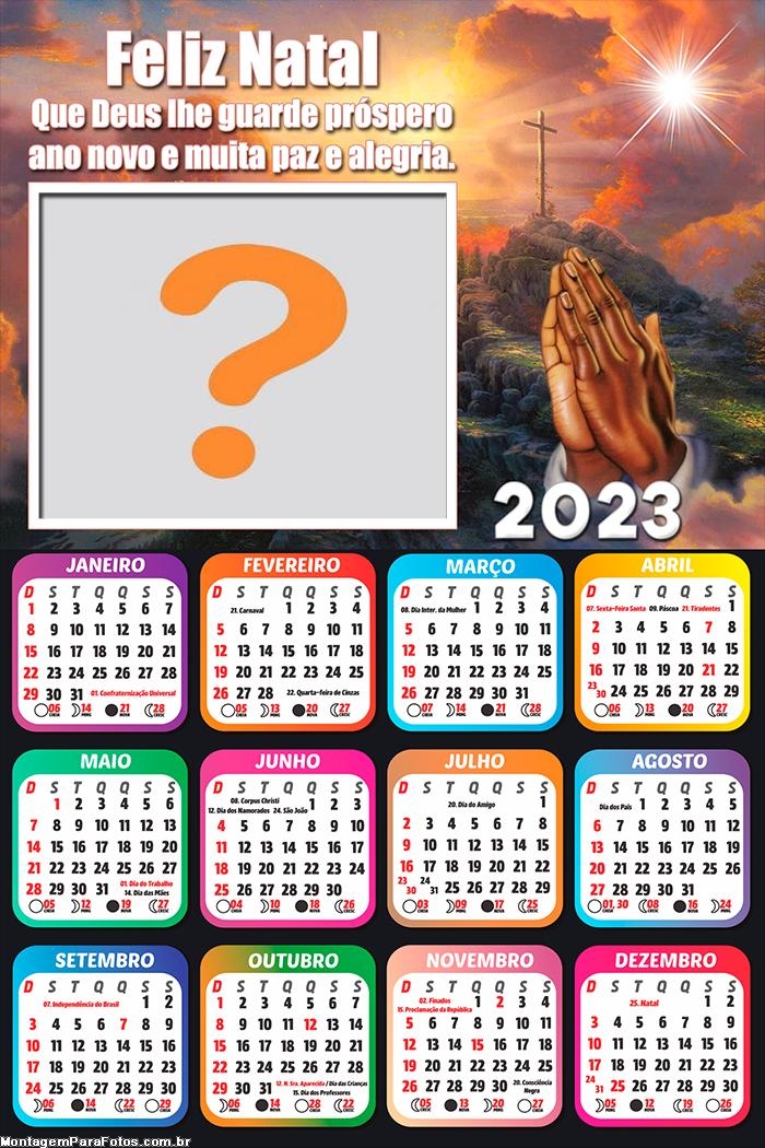 Calendário 2023 Feliz Natal Que Deus lhe guarde prospero ano e Felicidade