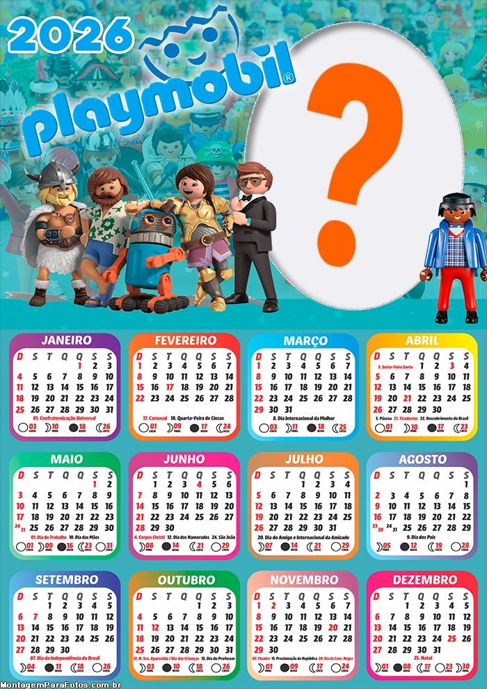 Calendário 2026 Playmobil Emoldurar Foto Online