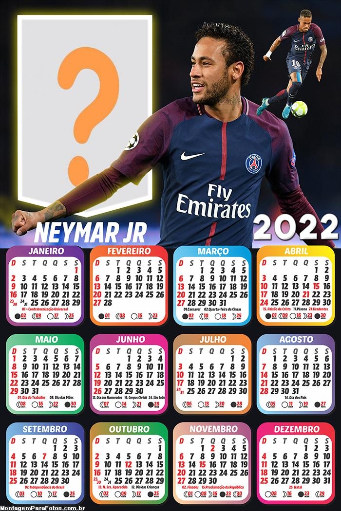 Calendário 2022 Neymar Jr PSG Criar Grátis