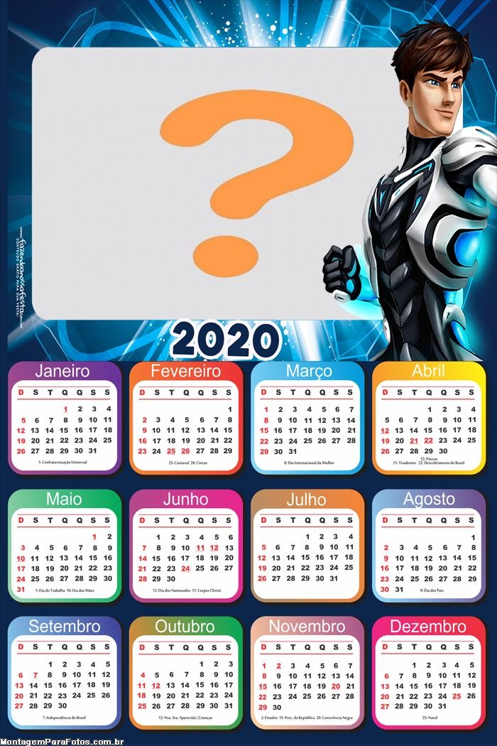 Colagem de Foto Calendário 2020 Max Steel