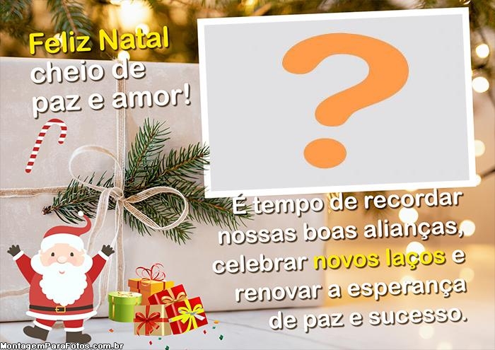 Colagem Online Feliz Natal Cheio de Paz e Amor Frase