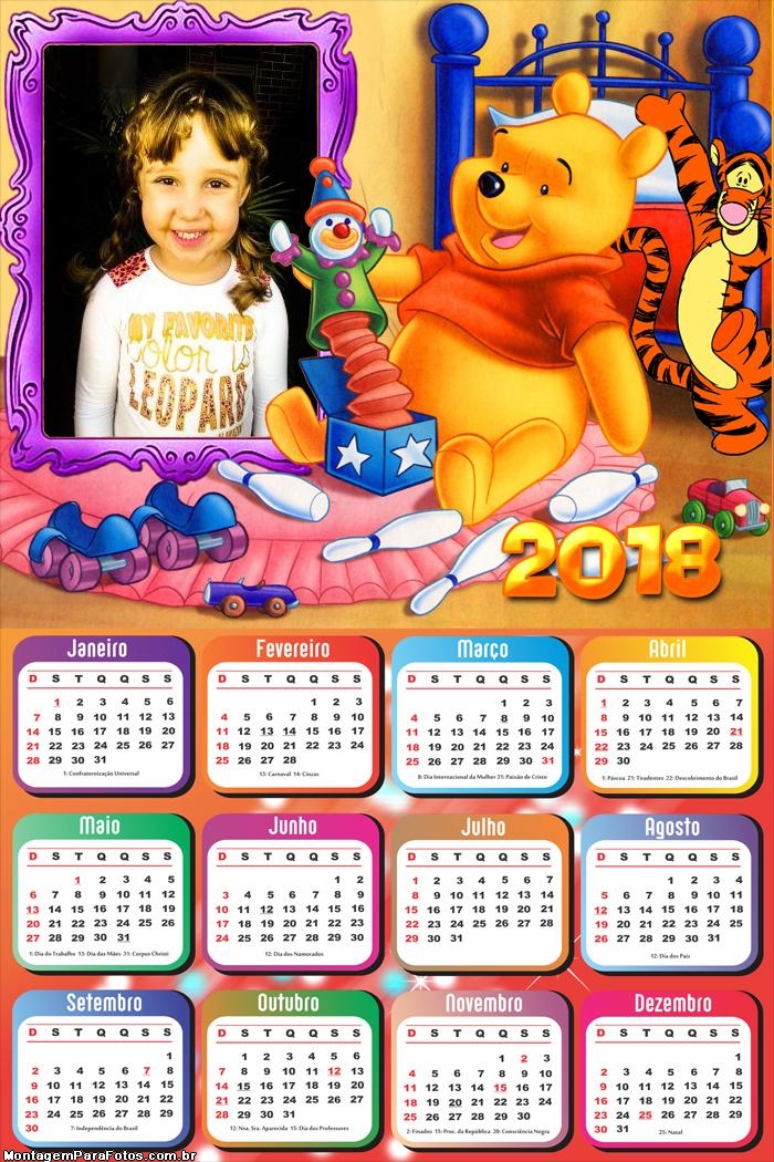 Calendário 2018 Brinquedos Urso Pooh