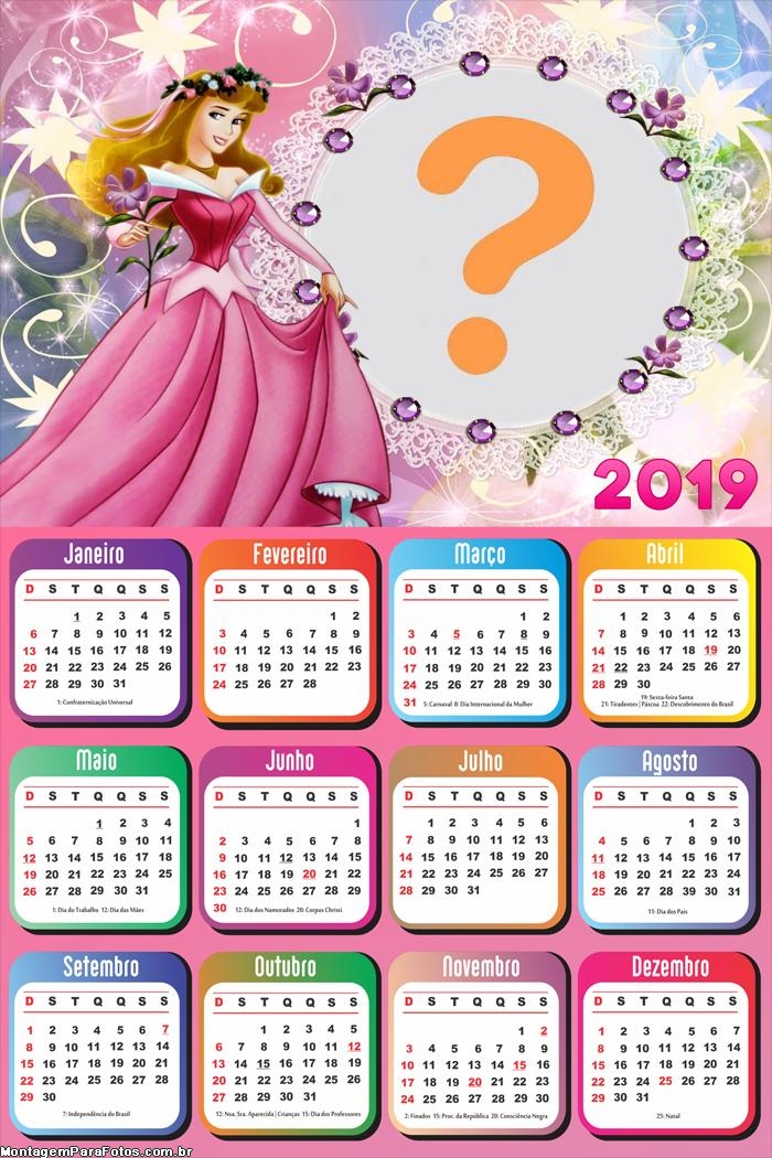 Calendário 2019 Aurora Disney