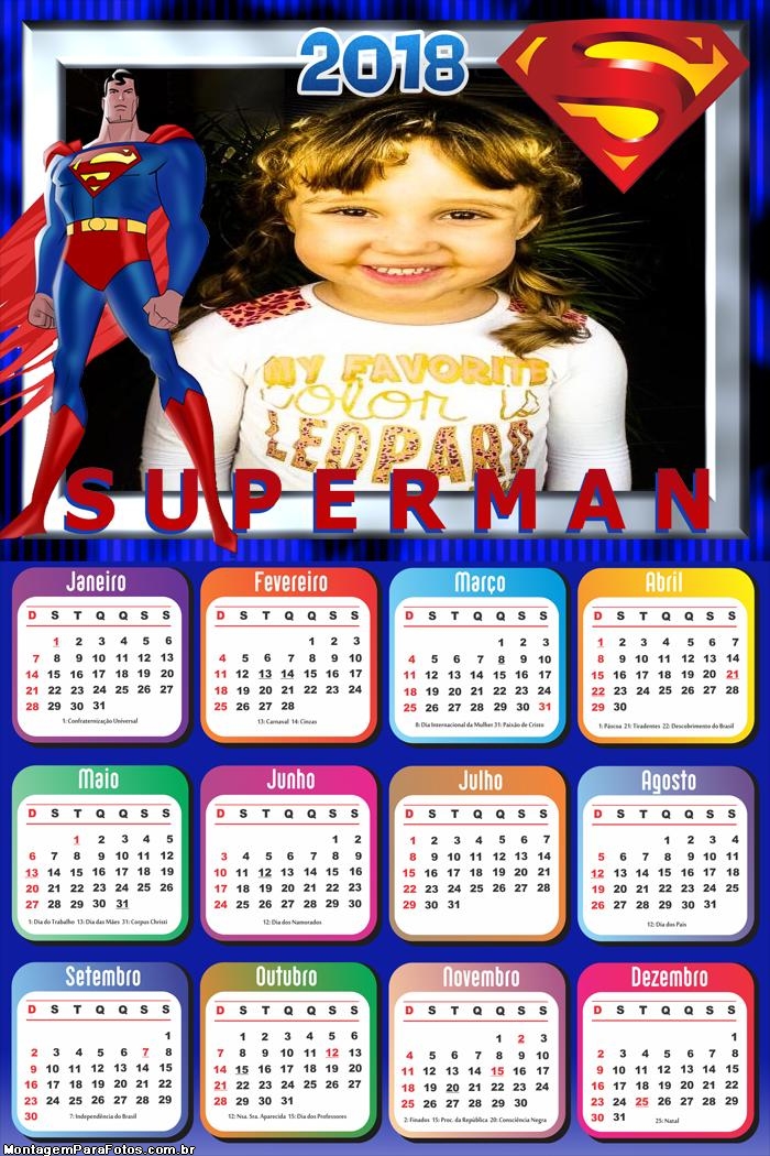 Calendário 2018 SuperMan Desenho