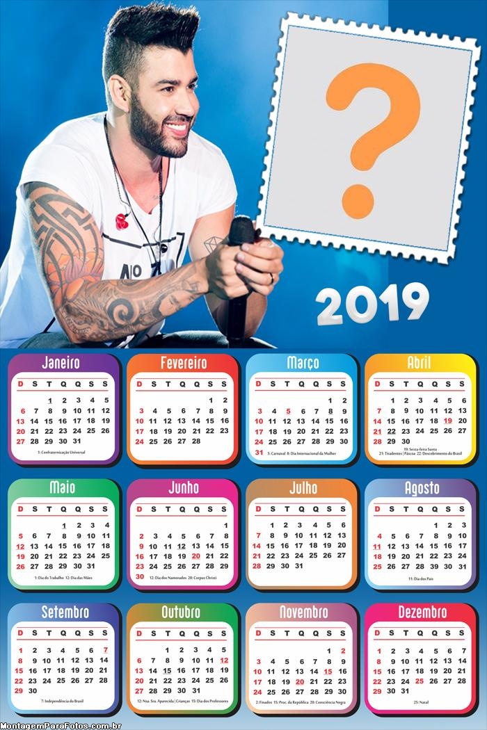 Calendário 2019 Gusttavo Lima