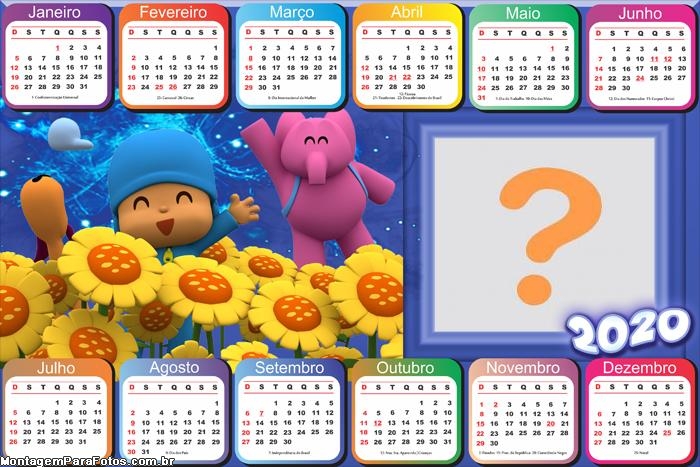 Calendário 2020 Horizontal Pocoyo