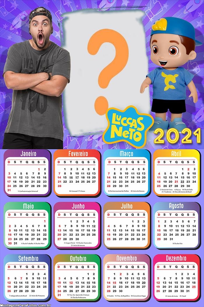 Calendário 2021 Boneco do Luccas Neto