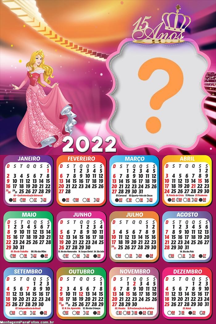 Calendário 2022 Debutante 15 Anos Fazer Grátis