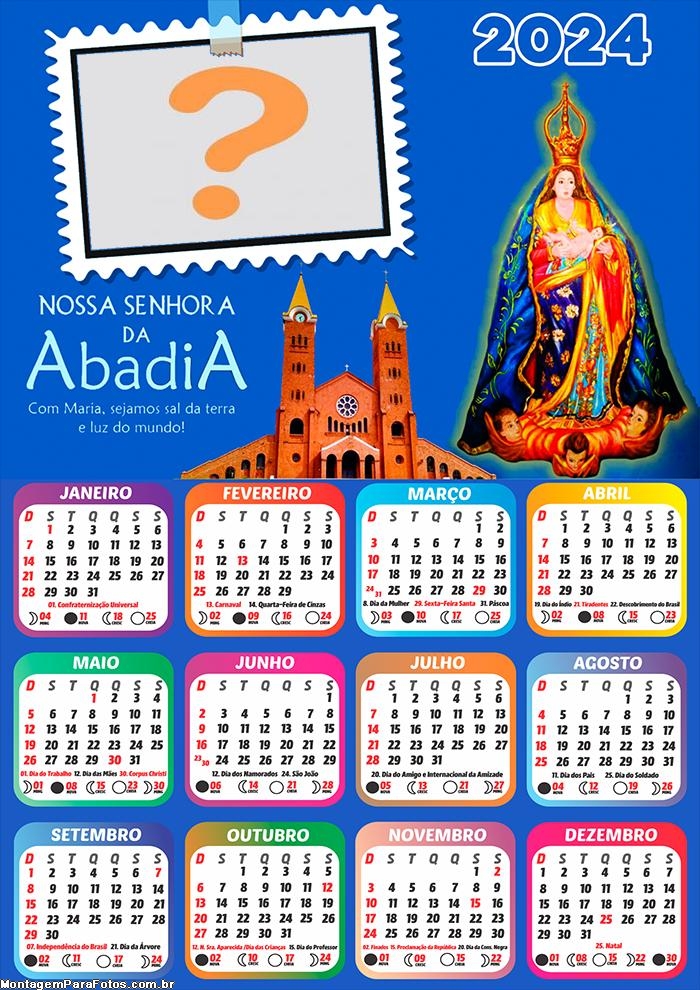 Fazer Grátis Online Calendário 2024 Nossa Senhora da Abadia