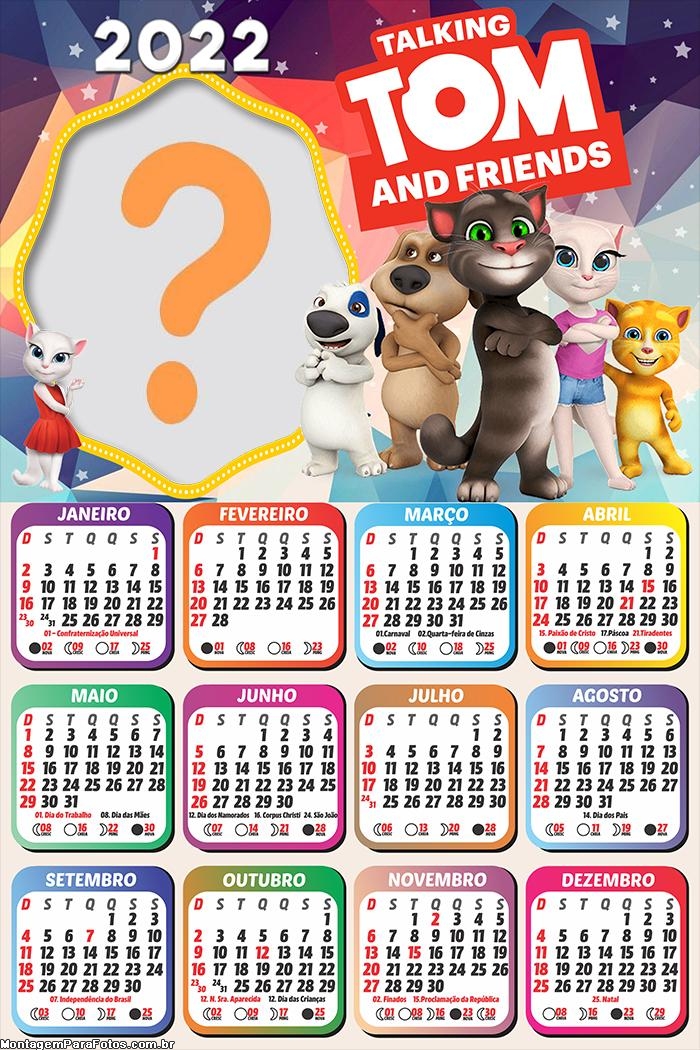 Calendário 2022 Talking Tom e Amigos Online