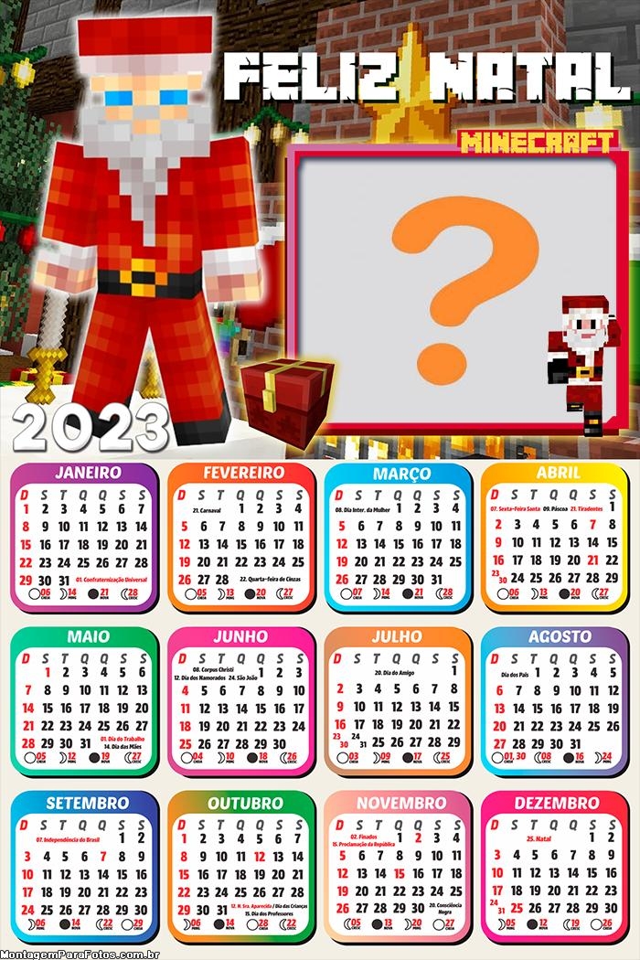 Calendário 2023 Papai Noel MineCraft Montagem Online