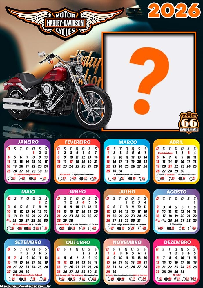 Calendário 2026 Harley Davidson Colagem Online