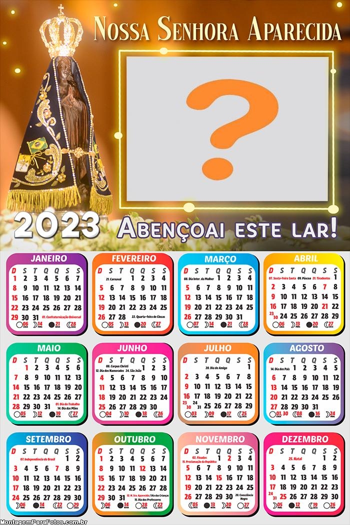 Calendário 2023 Abençoai este Lar Aparecida Gratuito