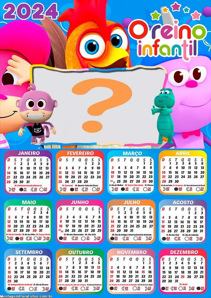 Gratuito para FotoMontagem Calendário 2024 O Reino Infantil