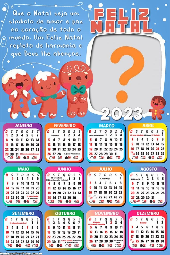 CalendÃ¡rio 2023 Um Feliz Natal repleto de Harmonia Imprimir