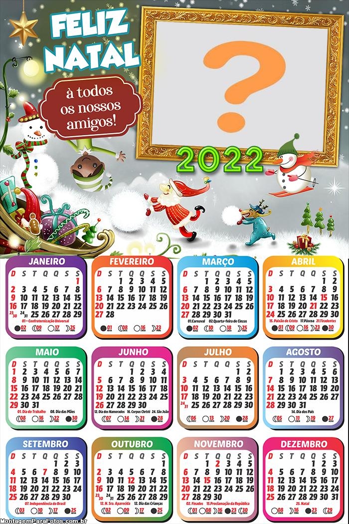 Calendário 2022 de Natal para Nossos Amigos | Colagem de Foto