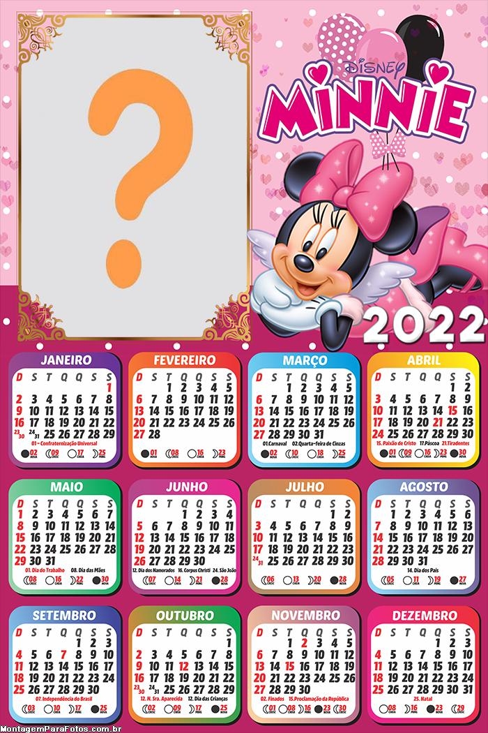 Calendário 2022 Minnie Vestido Rosa Online