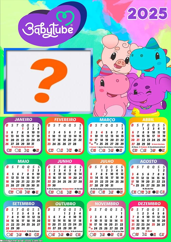 Colagem de Foto Calendário 2025 BabyTube