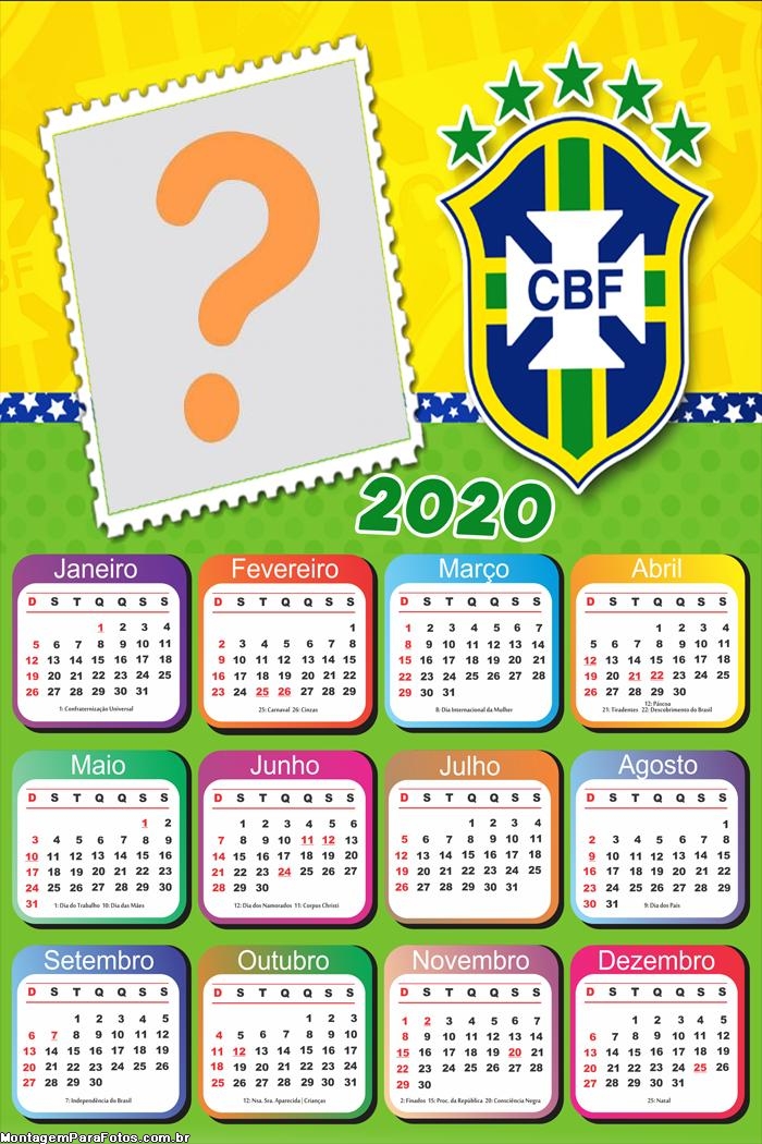 Calendário 2020 Brasil CBF Moldura