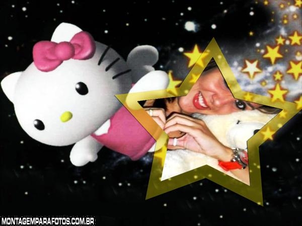 Moldura Hello Kitty 3D Estrelas