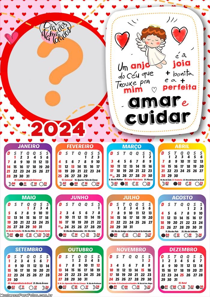 Calendário 2024 Um Anjo Dia dos Namorados Fazer Foto Montagem