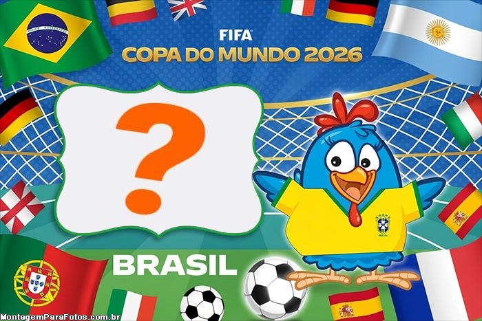 Moldura infantil Galinha Pintadinha Copa do Mundo 2026
