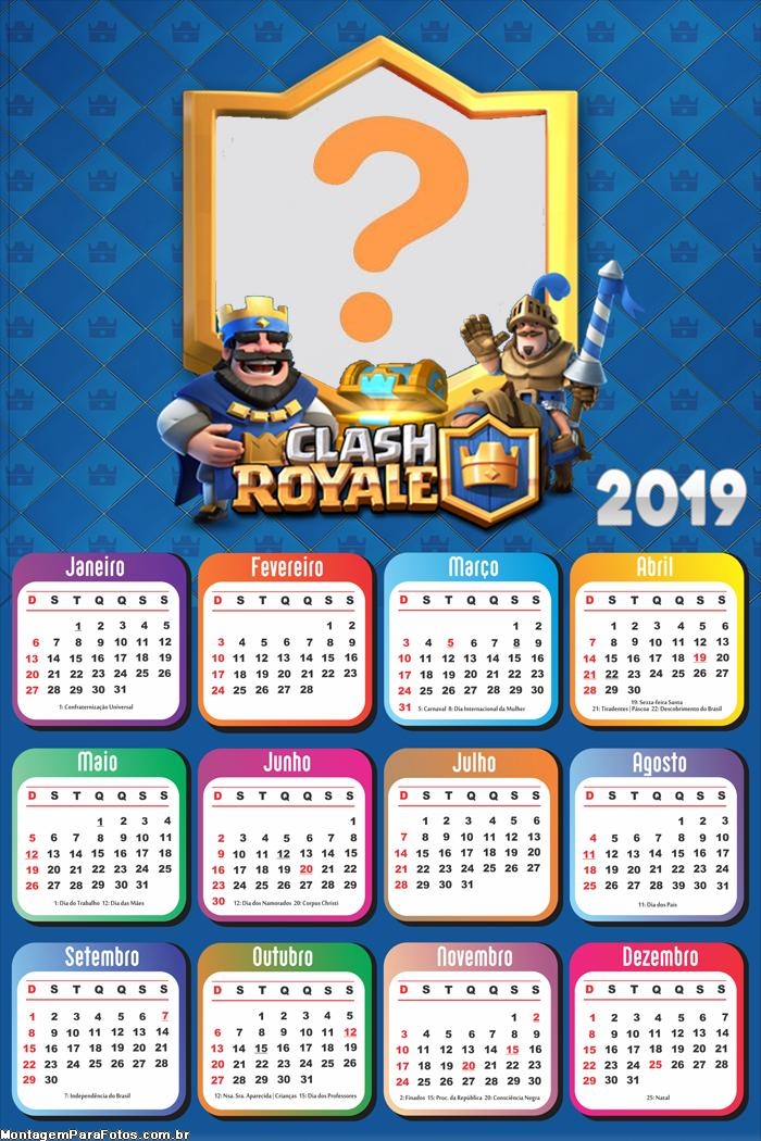 Calendário 2019 Clash Royale o Jogo