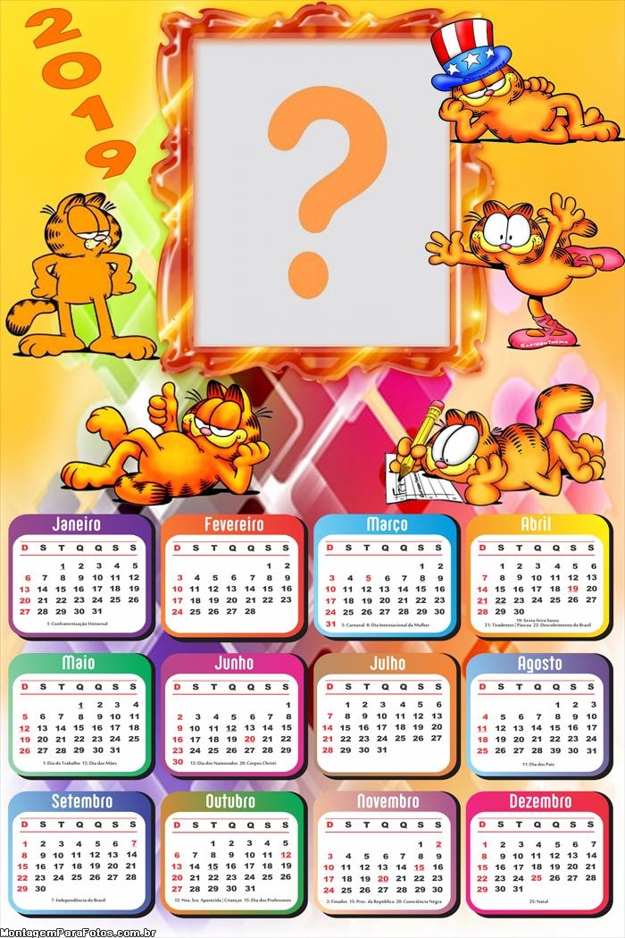 Calendário 2019 Garfield