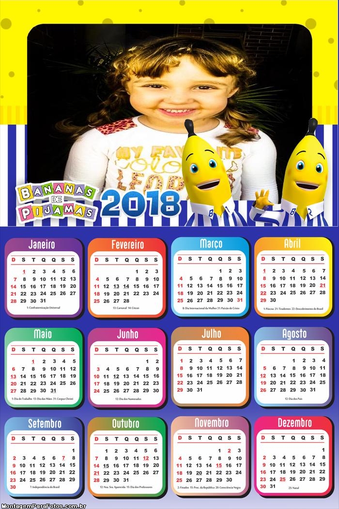 Calendário 2018 Banana de Pijamas