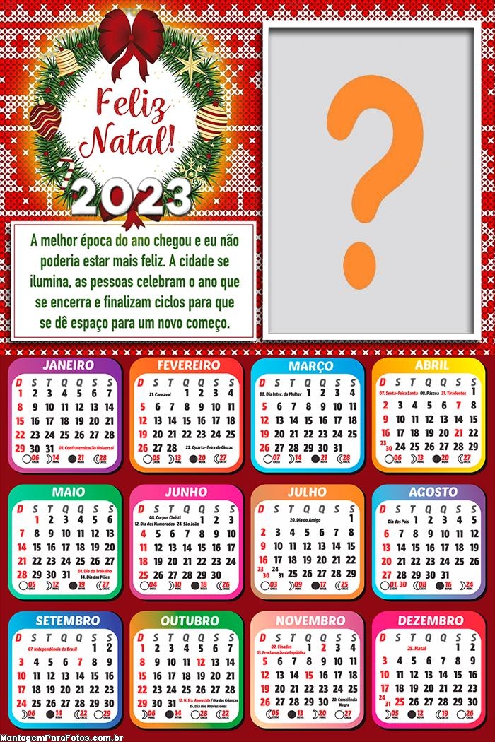 Calendário 2023 Natal Melhor Época do Ano Montagem