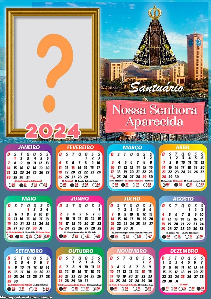 Calendário 2024 Santuário Nacional de Nossa Senhora Aparecida