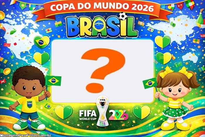 Foto montagem Copa do Mundo 2026 Crianças Infantil