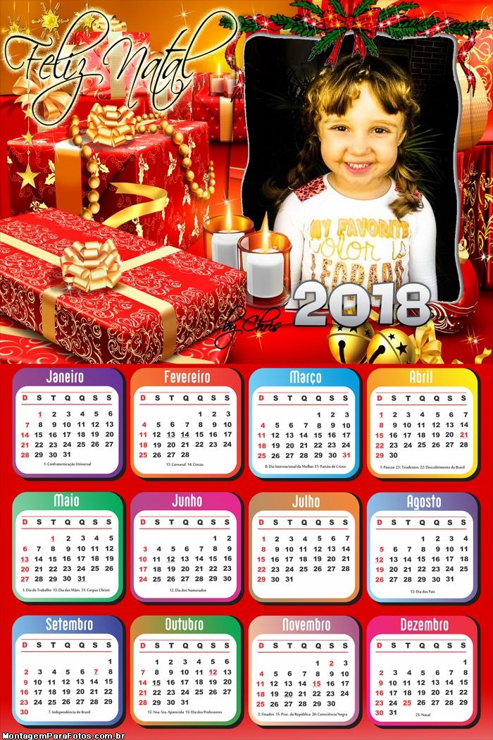 Calendário 2018 de Natal