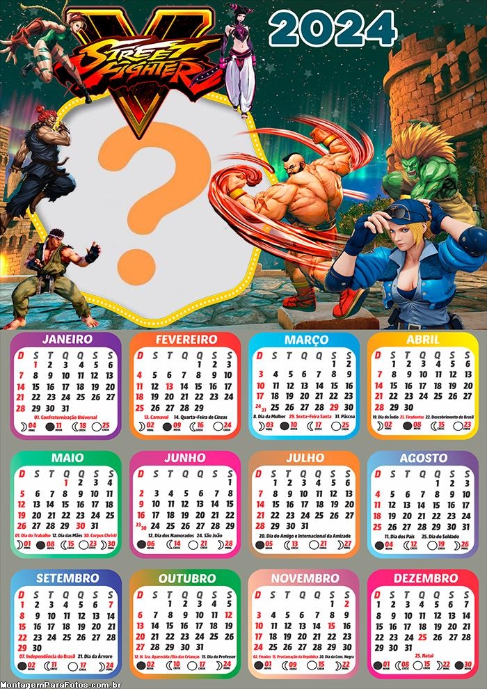 Calendário 2024 do Street Fighter 5 Colagem de Foto Grátis