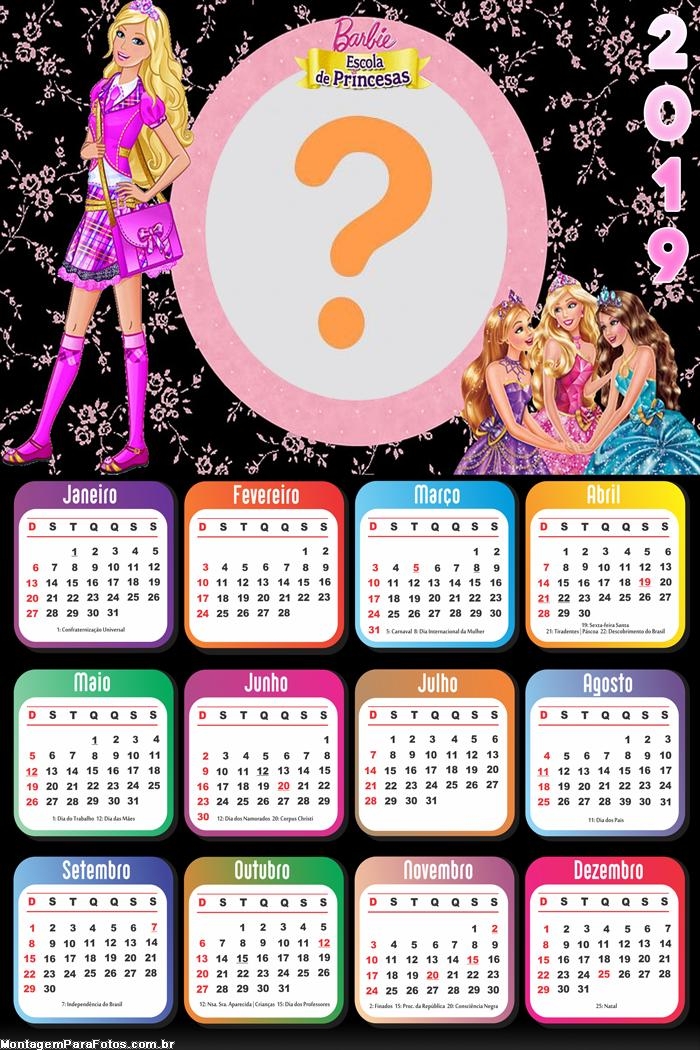 Calendário 2019 Barbie Escola de Princesas