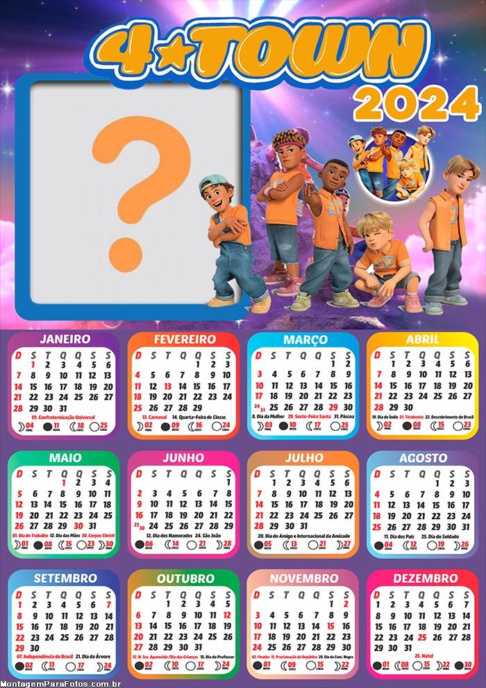 Calendário 2024 4 Town Moldura Virtual