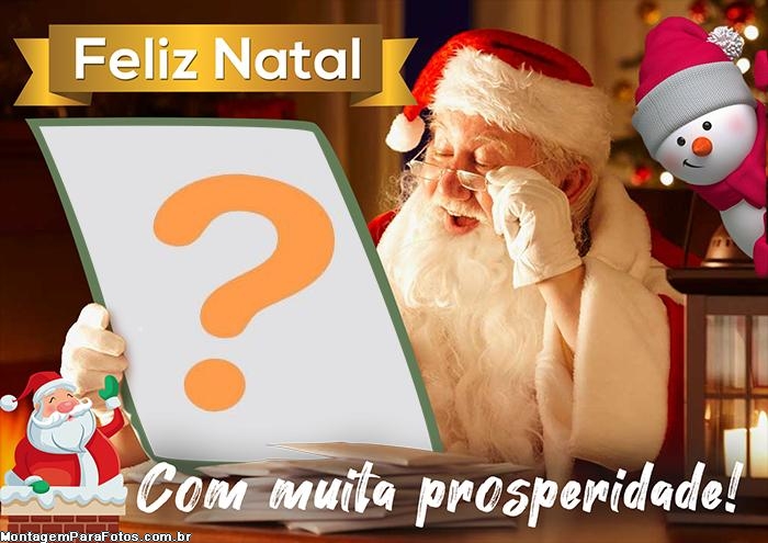 Papai Noel Lendo Carta Fazer Montagem de Fotos