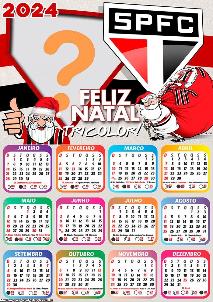 Calendário 2024 Papai Noel São Paulino Criar Imagem