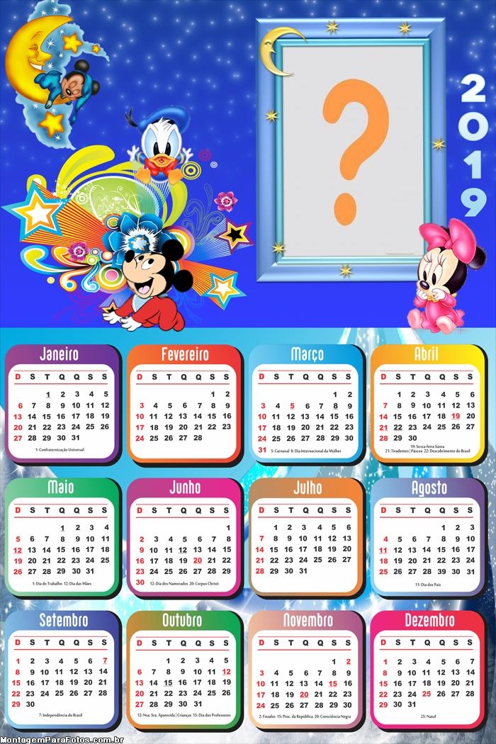 Calendário 2019 Disney Baby Meninos