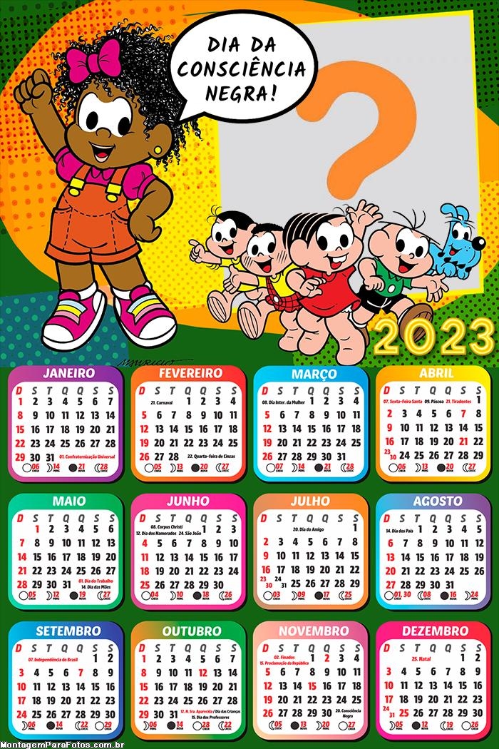 Calendário 2023 Consciência Negra Turma da Mônica