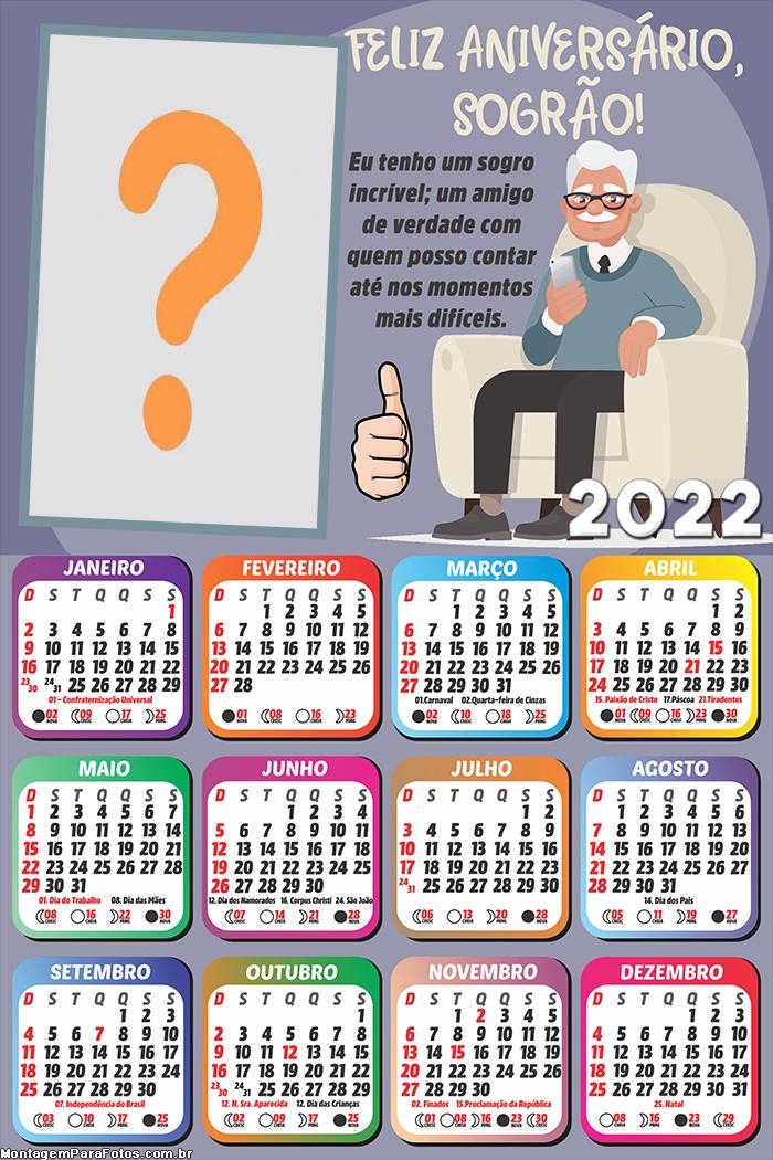 Calendário 2022 Aniversário Sogro Fazer Montagem