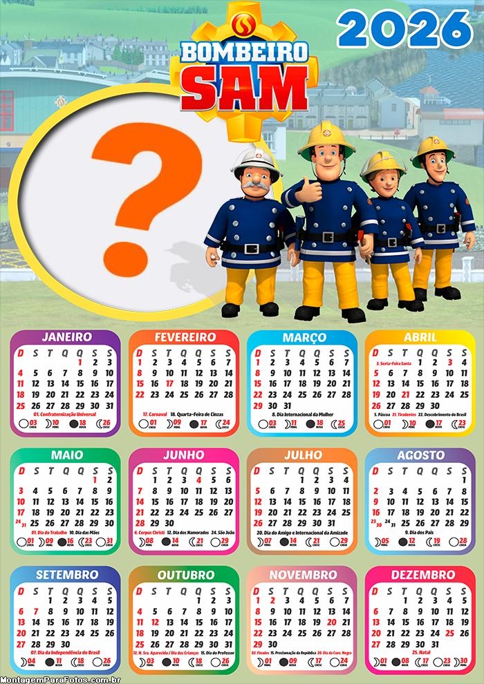 Calendário 2026 Bombeiro SAM Colagem de Fotos
