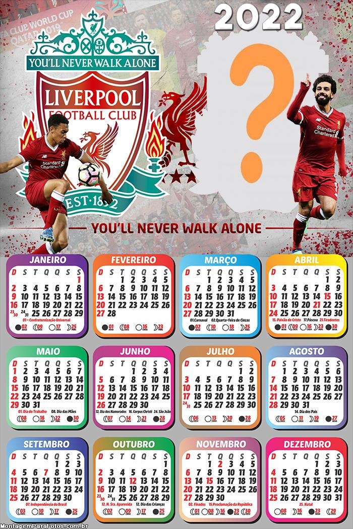 Calendário 2022 Liverpool Montar Online
